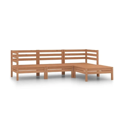 vidaXL 4 Piece Patio Lounge Set Solid Wood Pine Honey Brown