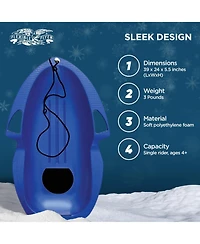 Flexible Flyer Spitfire Sled 1 Person Toboggan with Tow Rope & Seat Pad, Blue