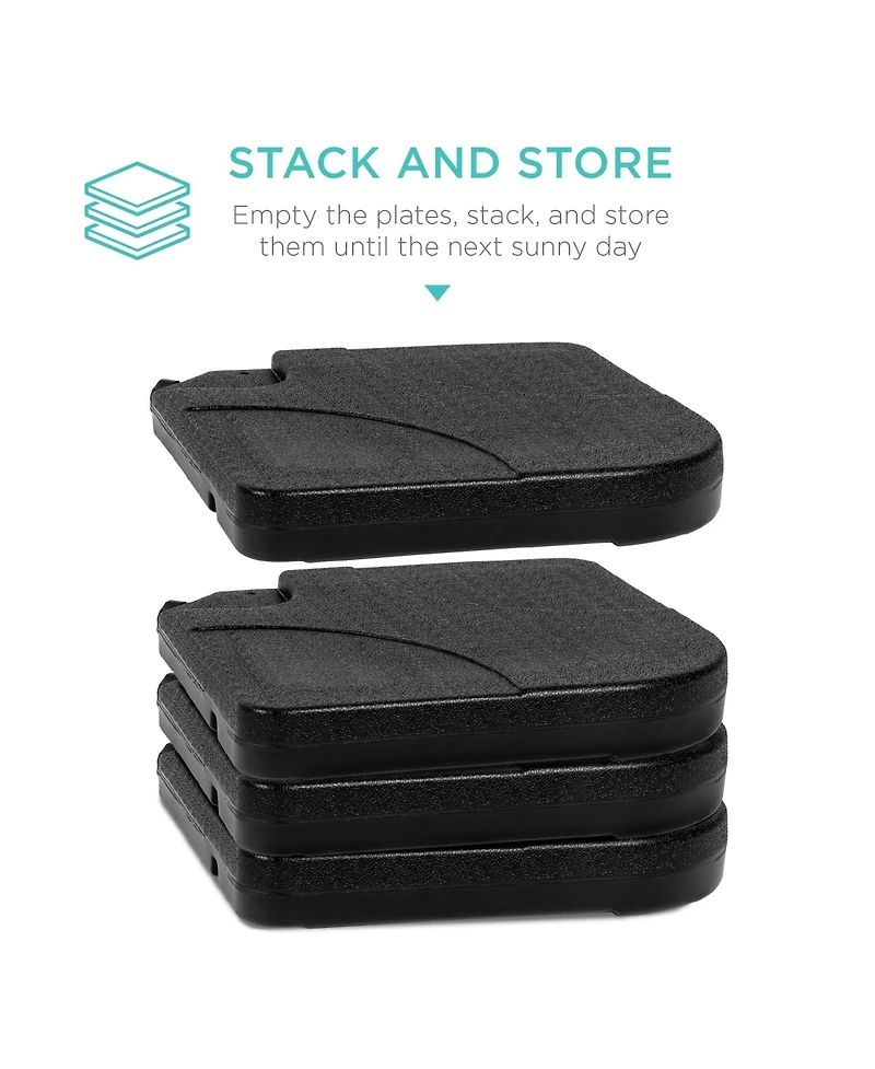 Best Choice Products 4-Piece Cantilever Offset Patio Umbrella Stand Square Base Plate Set w/ Easy-Fill Spouts