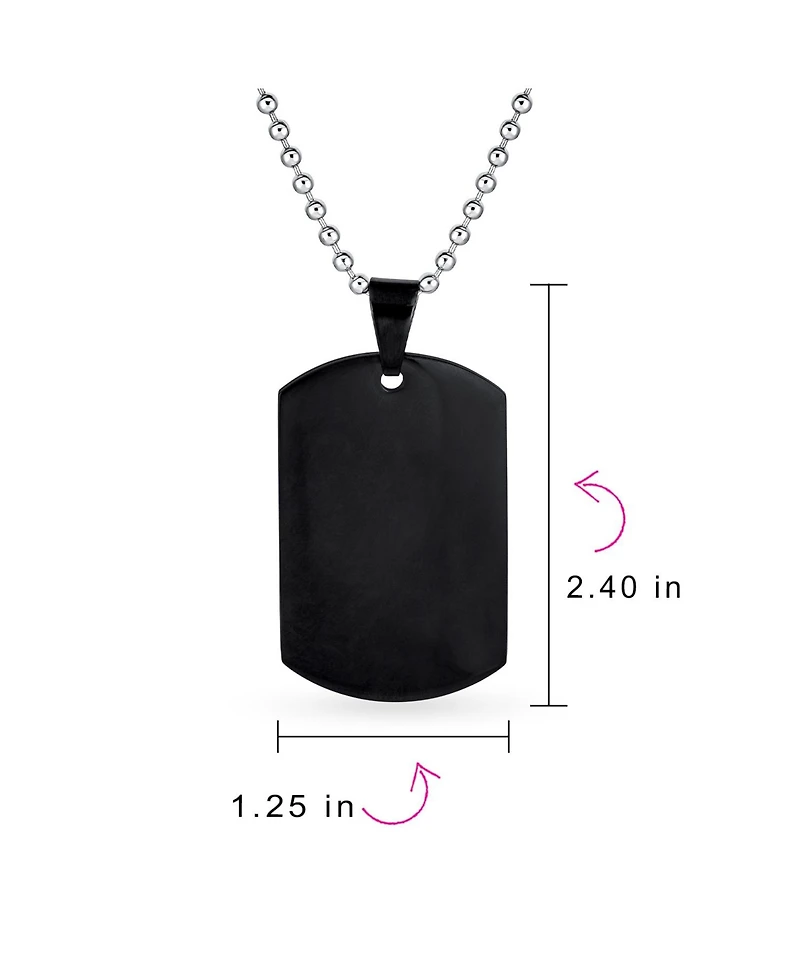 Bling Jewelry X-Large Plain Id Military Army Dog Tag Pendant Necklace Stainless Steel 24 Inch Ball Chain