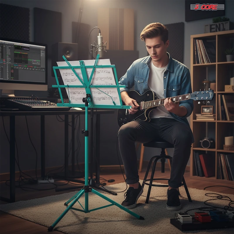 5 Core Music Stand Adjustable Desktop Book Stands Portable Sheet Holder All Metal Foldable Bookstand