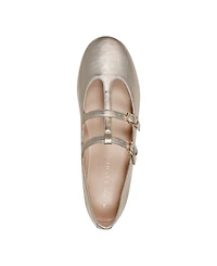 Marc Fisher Ltd Women's Evie Double Buckle T-Strap Flats