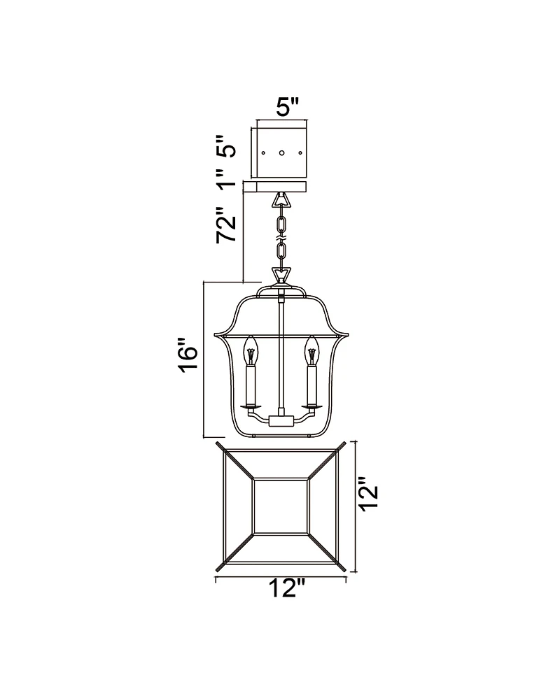Cwi Lighting 16" Metal Tudor 3 Light Pendant