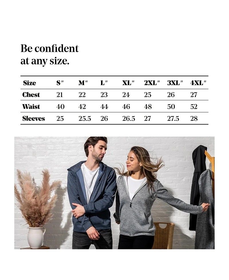 Mio Marino Big & Tall Premium Zip-Up Hoodie for Men with Smooth Silky Matte Finish Cozy Fleece Inner Lining Sweater Hood