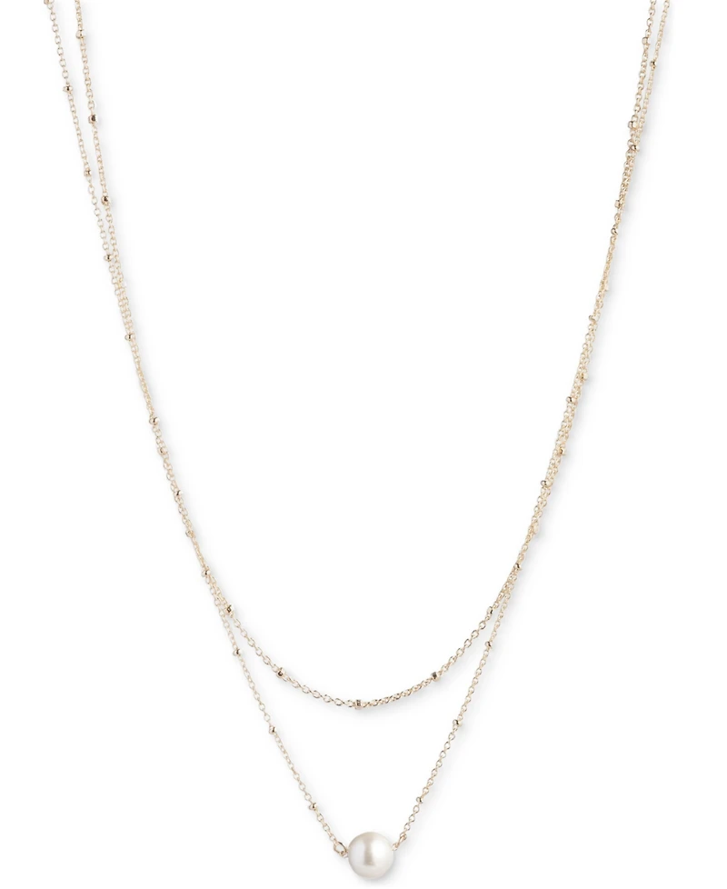 Emily in Paris Gold-Tone Imitation Pearl Double-Row Statement Necklace, 16" + 3" extender