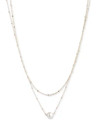 Emily in Paris Gold-Tone Imitation Pearl Double-Row Statement Necklace, 16" + 3" extender