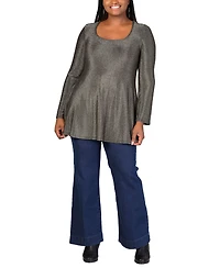 24seven Comfort Apparel Plus Size Scoop Neck Shimmery Tunic Top