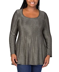 24seven Comfort Apparel Plus Size Scoop Neck Shimmery Tunic Top