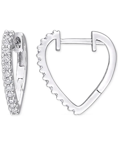 Moissanite Heart Small Hoop Earrings (1/3 ct. t.w.) in Sterling Silver, 0.6"