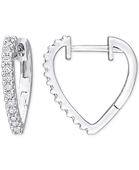 Moissanite Heart Small Hoop Earrings (1/3 ct. t.w.) in Sterling Silver, 0.6"