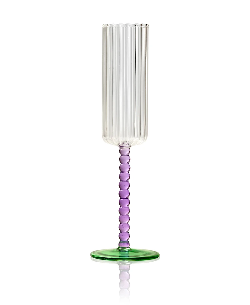 Qualia Glass Mardi Gras All Purpose Champagne Flutes, Set of 4