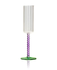 Qualia Glass Mardi Gras All Purpose Champagne Flutes, Set of 4