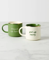 Kate Spade Got Up Early Stayed Up Late Mugs, Set of 2