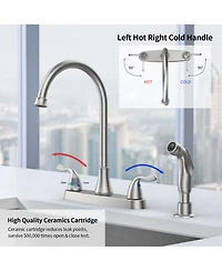Slickblue Two-Handle Kitchen Faucet with Pull-Out Side Sprayer Versatile and Functional Design