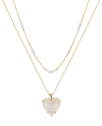 Unwritten Mother of Pearl Heart and Freshwater Cultivated Pearl Layered Pendant Necklace Set
