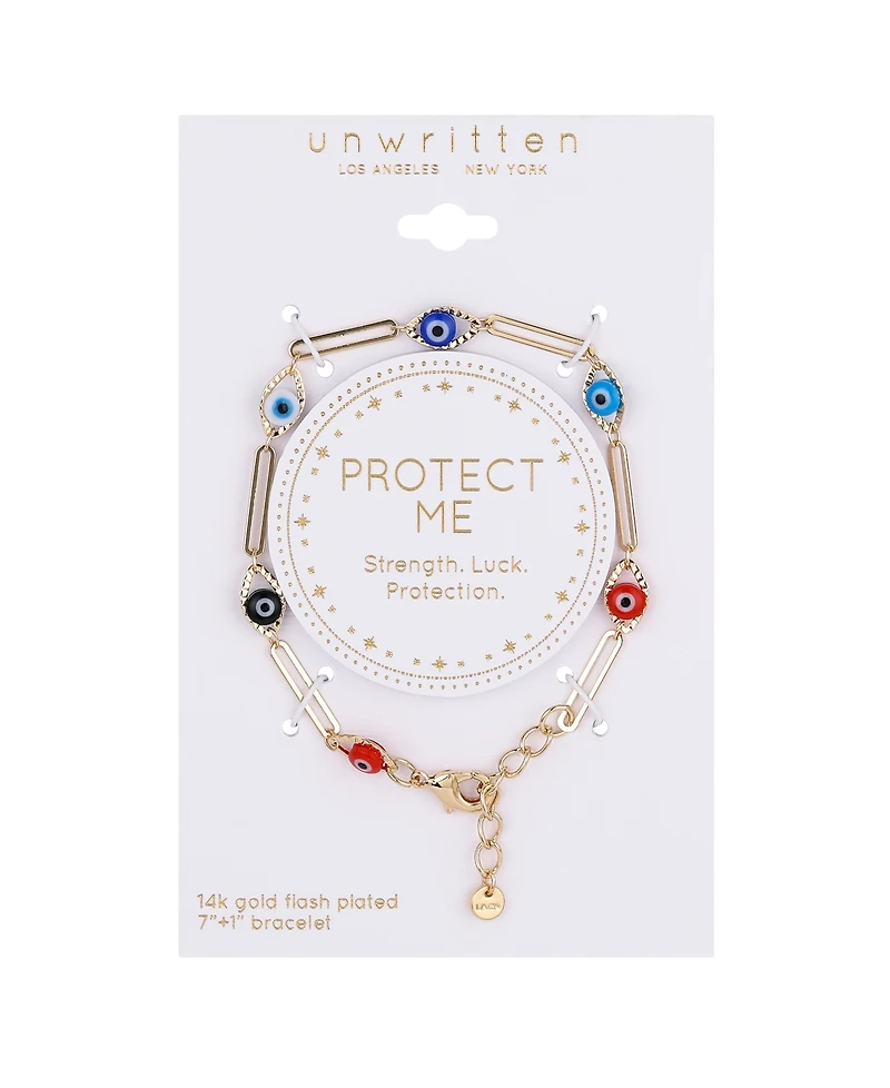 Unwritten Multi Color Evil Eye Paperclip Bracelet