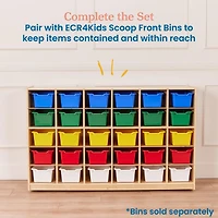 ECR4Kids 30 Cubby Mobile Tray Storage Cabinet, 5x6, Natural, 1