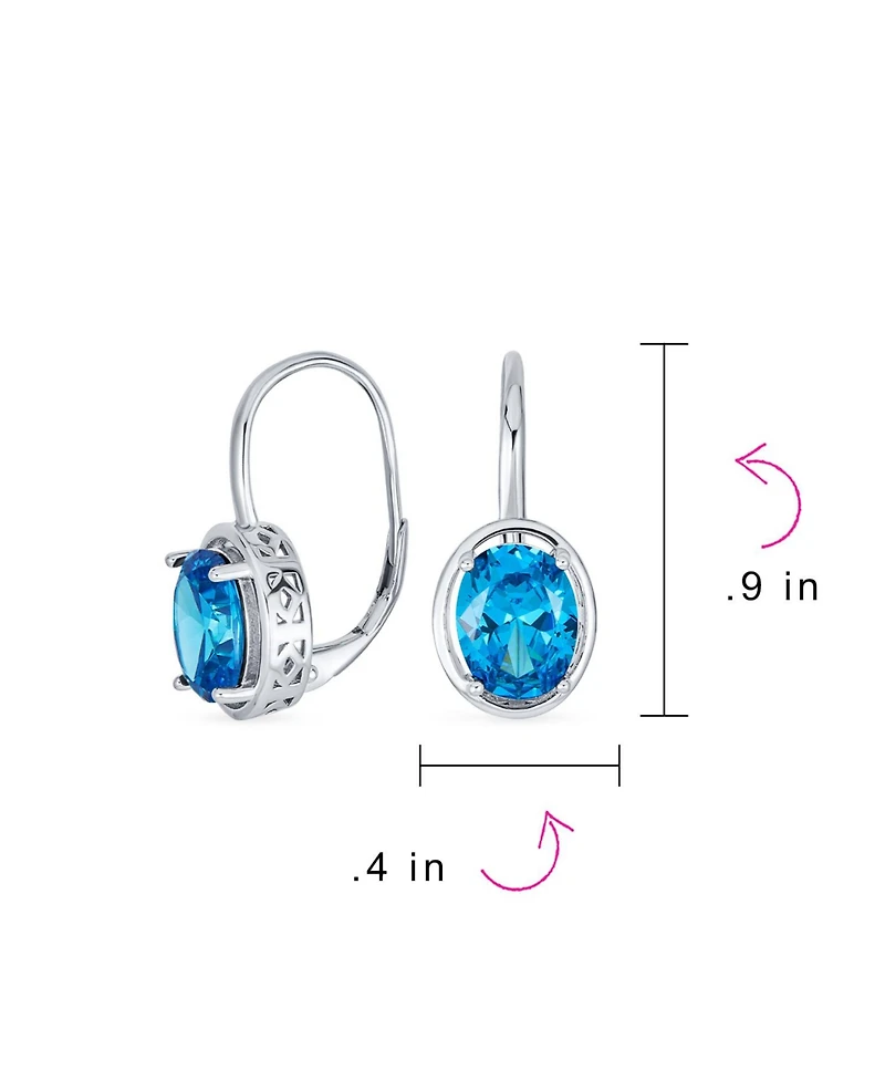 Bling Jewelry Cubic Zirconia Purple 3.60 Ct. Oval 9MM X 7MM Cz .925 Sterling Silver Filigree Style Dangle Drop Earrings Lever Back