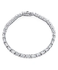 Bling Jewelry Alternating Sparkling 20CT Square Princess Cut Cubic Zirconia Tennis Bracelet Silver Plated 7 Inch