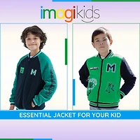 Minecraft Boys Creeper French Terry Zip Up Varsity Bomber Jacket