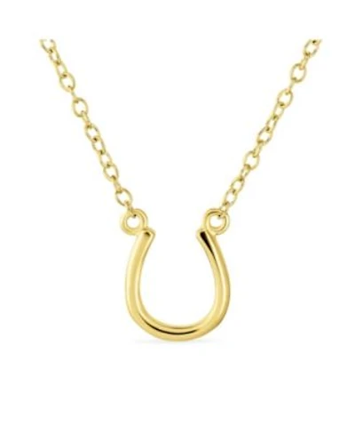 Bling Jewelry Minimalist Horseshoe Pendant Necklace In Gold Silver Equestrian Good Luck Charm