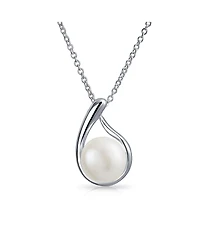 Bling Jewelry Timeless Elegance Pearl Pendant Necklace & Stud Earrings Set in Sterling Silver
