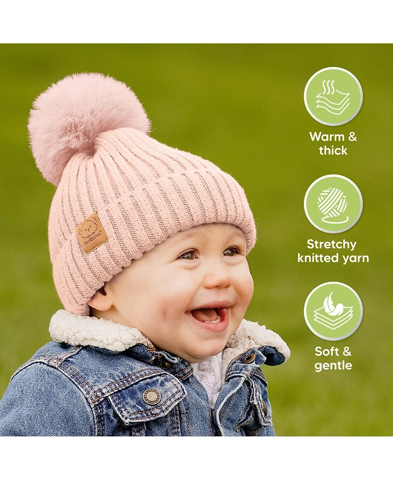 KeaBabies 2pk Baby Hats, Beanies, Newborn Hats for Girls, Boys, Winter Hat, 0-6 Months Infant Hat