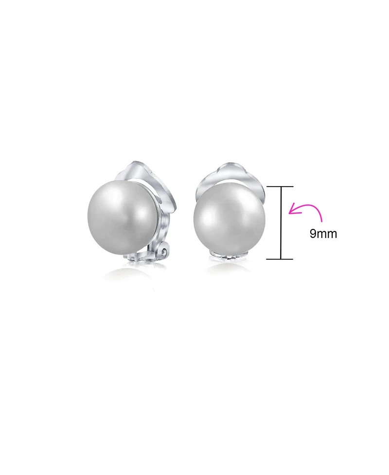 Bling Jewelry Button Style Freshwater Cultured Pearl Clip On Ball Stud Earrings Sterling Silver Non Pierced Ears