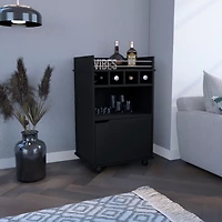 Sims Coffee & Bar Cart 35" H , 4 wheels, Division for bottles, Central Shelf, Drawer with Openwork Door Handle