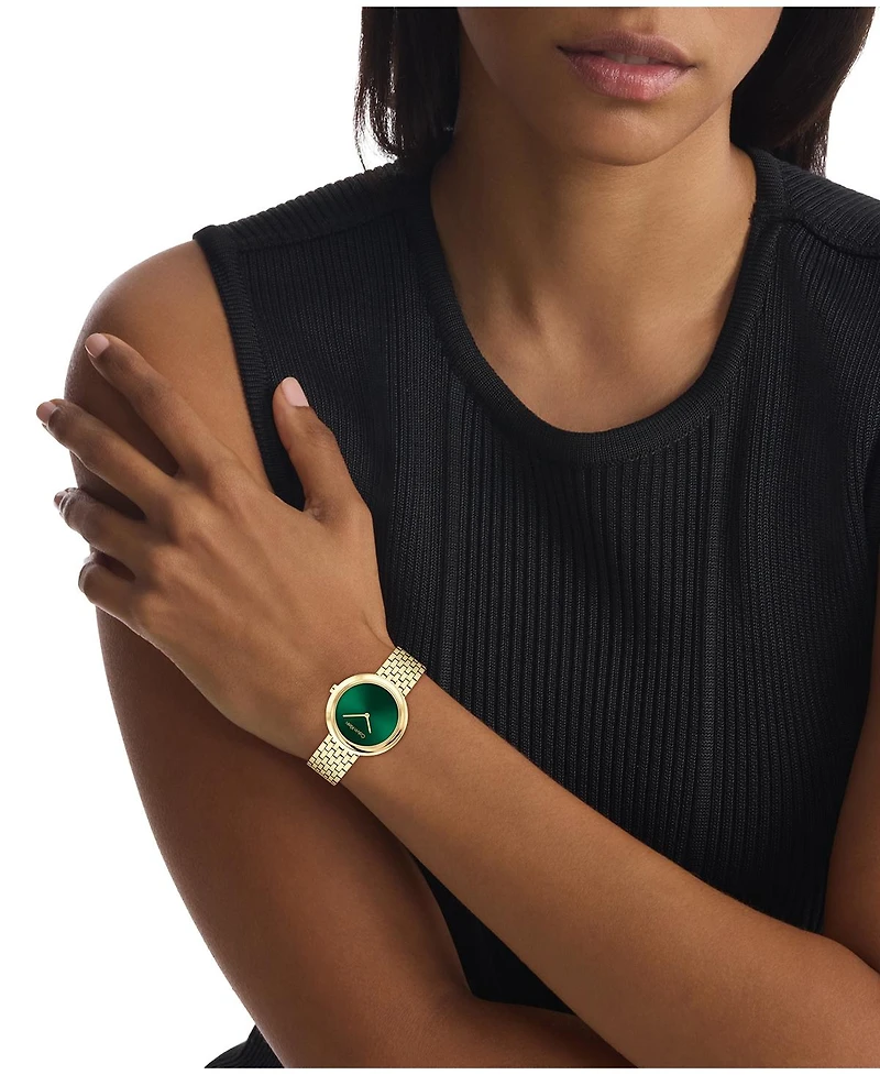 Calvin Klein Women Twisted Bezel Gold-tone Stainless Steel Bracelet Watch 34mm