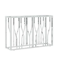 vidaXL Console Table 43.3"x11.8"x27.6" Stainless Steel and Glass