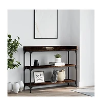 vidaXL Console Table with Shelves Smoked Oak 39.4"x11.8"x31.5"