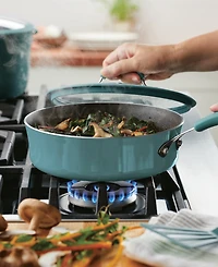 Rachael Ray Cook + Create Aluminum Nonstick Saute Pan with Lid, 3 Quart