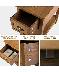 Gymax Contemporary Chair Side End Table Compact Table w/ Drawer Nightstand Tawny