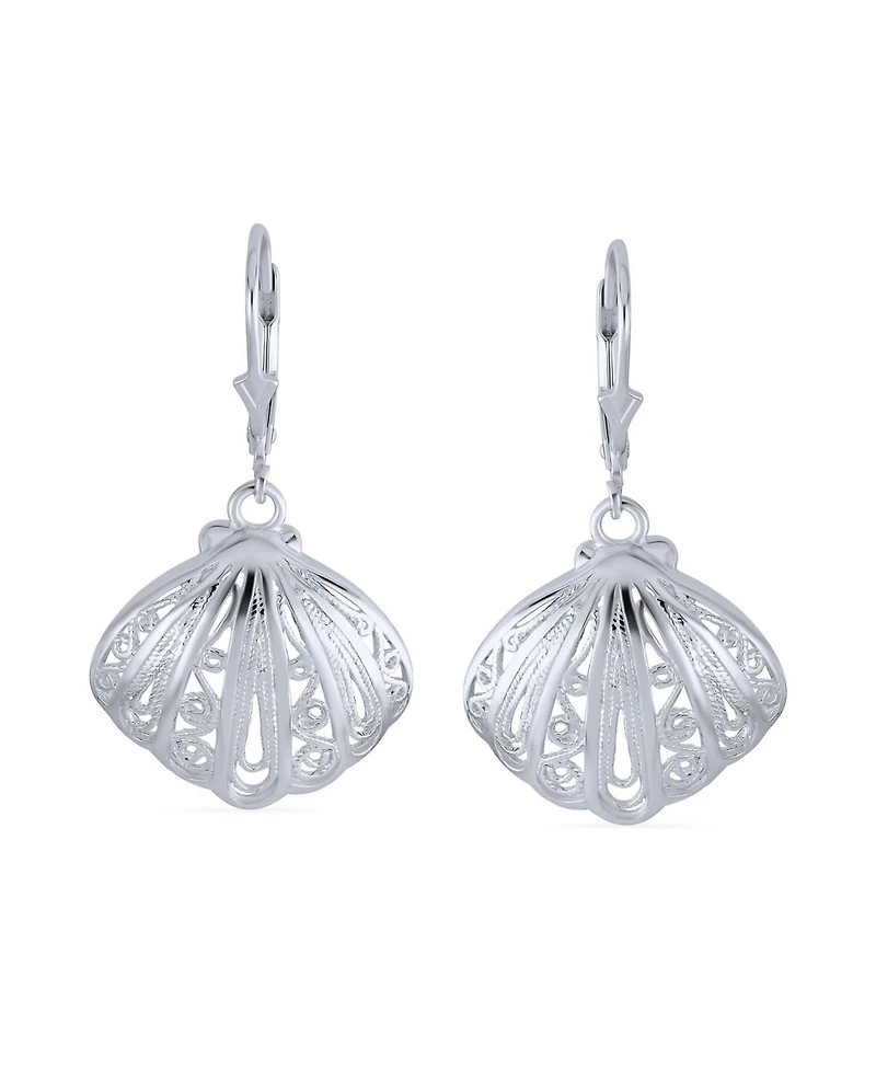 Bling Jewelry Hawaiian Seaside Escape Set Sand Dollar, Starfish, Seashell Dangle Stud Earrings & Necklace 14K Gold-Plated .925 Sterling Silver