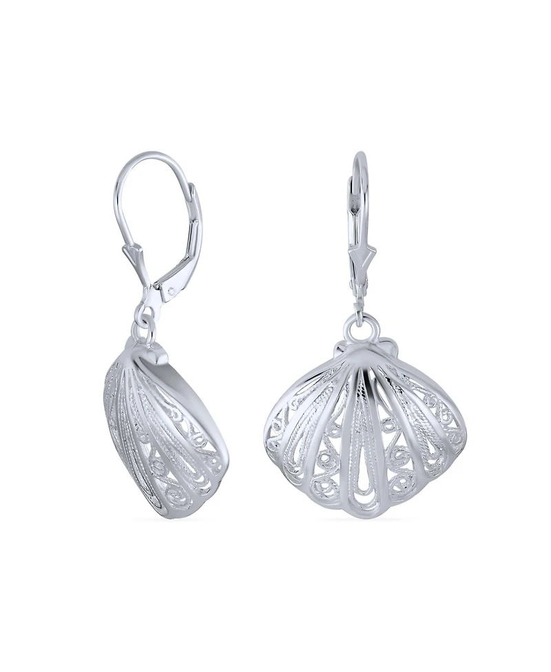 Bling Jewelry Hawaiian Seaside Escape Set Sand Dollar, Starfish, Seashell Dangle Stud Earrings & Necklace 14K Gold-Plated .925 Sterling Silver
