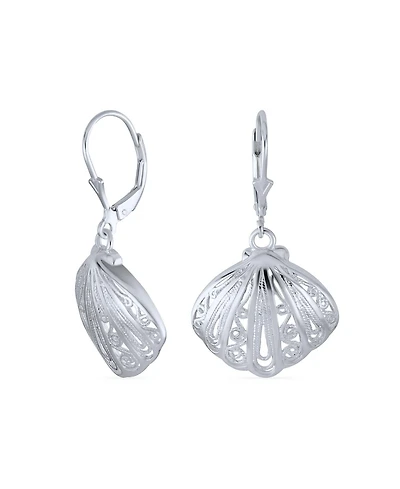 Bling Jewelry Hawaiian Seaside Escape Set Sand Dollar, Starfish, Seashell Dangle Stud Earrings & Necklace 14K Gold-Plated .925 Sterling Silver