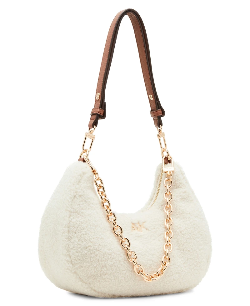 Anne Klein Small All Over Sherpa Crescent Shoulder Bag