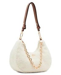 Anne Klein Small All Over Sherpa Crescent Shoulder Bag