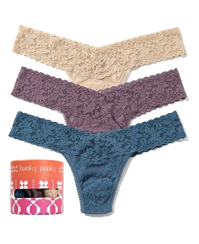 Hanky Panky Women's Holiday 3 Pack Low Rise Thong Underwear