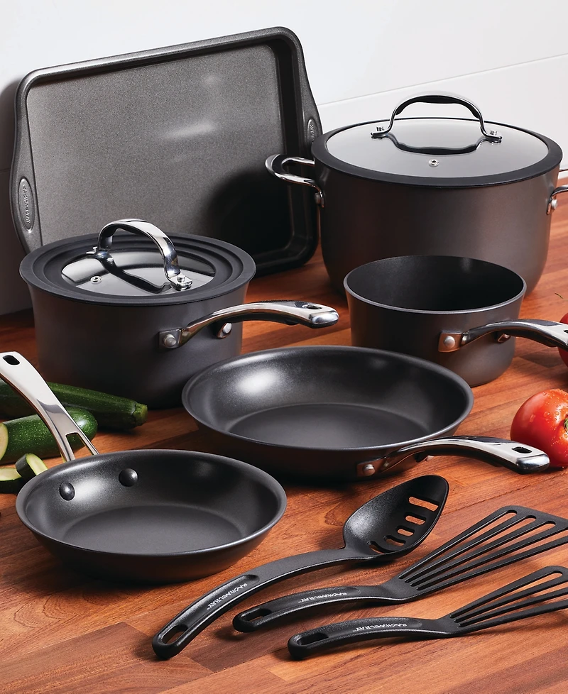 Rachael Ray Cook + Create Hard Anodized Nonstick Cookware Set, 11 Piece