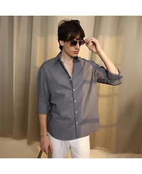 Campus Sutra Men's Moon Grey Seersucker Shirt