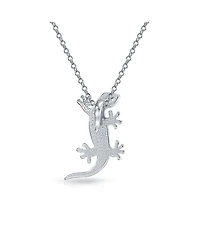 Bling Jewelry Nautical Tropical Green Opal Gecko Lizard Pendant Necklace Sterling Silver