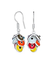 Bling Jewelry Spiritual Protection Round Multiple Cluster Evil Eye Charms Dangle Earrings Sterling Silver Fish Hook