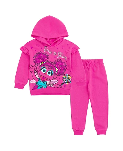 Sesame Street Toddler Girls Fleece Pullover Hoodie and Pants Outfit Set to (12 Months - 5T