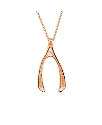 Bling Jewelry Good Luck Graduation Charm Wishbone Pendant Necklace Sterling Silver Rose Gold Plated