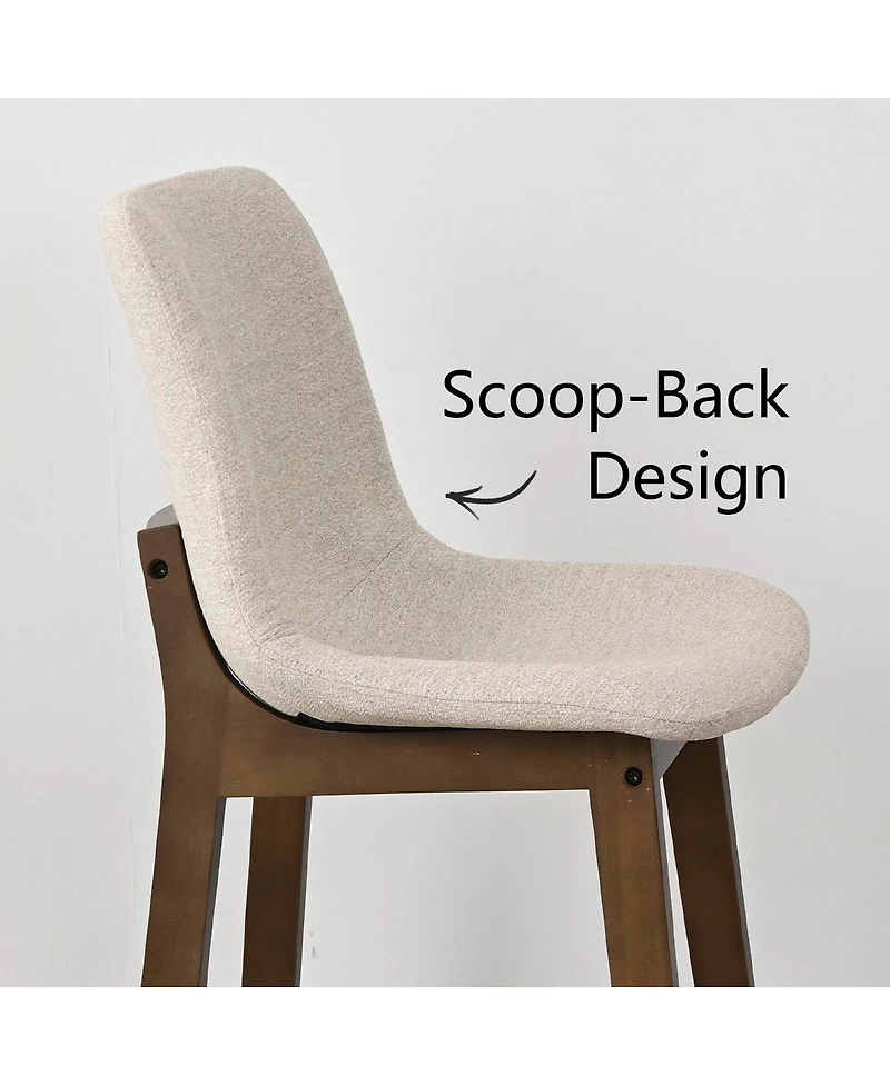 Set of 2 Upholstered Bar Stools with Solid Wood Legs, Modern Counter Height Chairs for Kitchen Island, Bar, or Dining Room-Maison Boucle