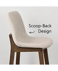 Set of 2 Upholstered Bar Stools with Solid Wood Legs, Modern Counter Height Chairs for Kitchen Island, Bar, or Dining Room-Maison Boucle