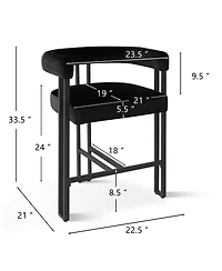 Velvet Counter Stool,Boasting Curved Frame Armrest Stool with Three Legs(1PK)-Maison Boucle