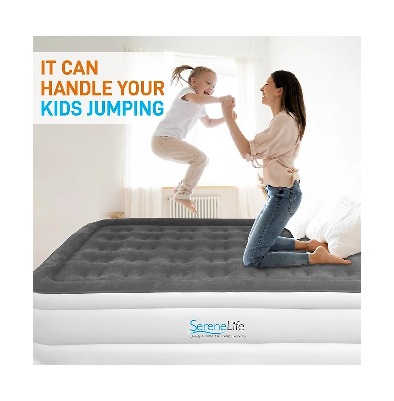 SereneLife 18" Full Premium Raised Airbed With Built-in Pump